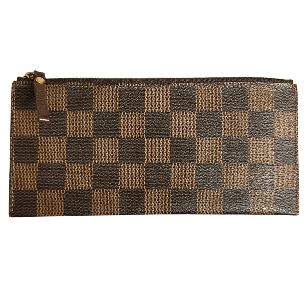 Louis Vuitton Damier Ebene Leather Slim Zippered Pouch Insert